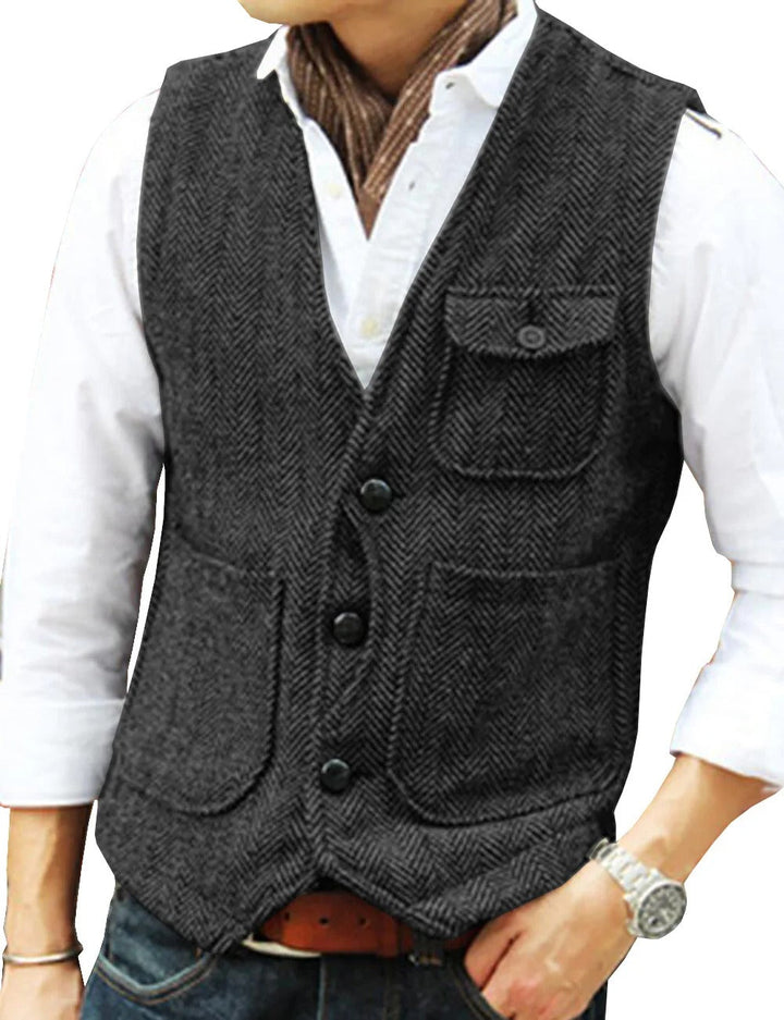 Naaynem | Gilet sans manches vintage en tweed pour hommes