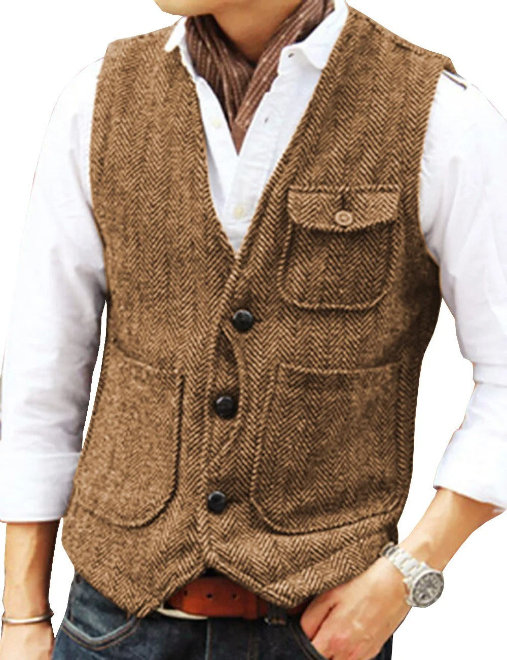 Naaynem | Gilet sans manches vintage en tweed pour hommes