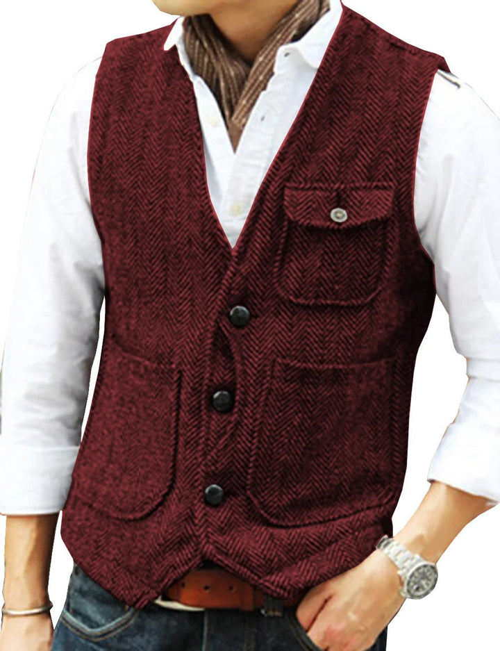 Naaynem | Gilet sans manches vintage en tweed pour hommes