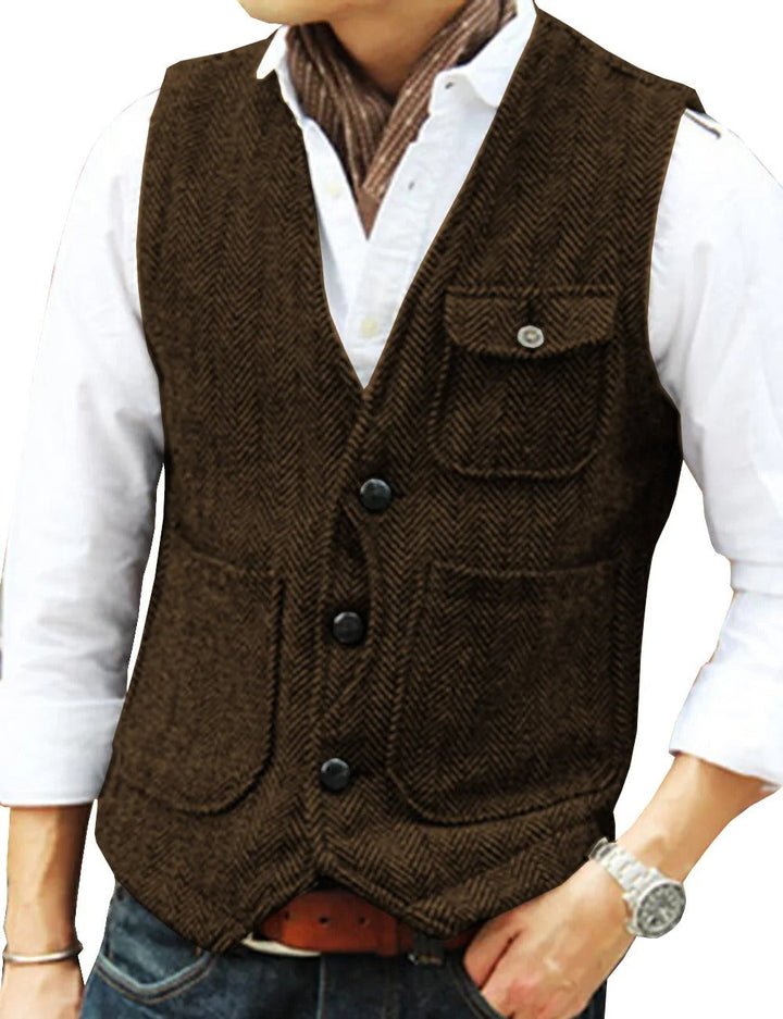 Naaynem | Gilet sans manches vintage en tweed pour hommes