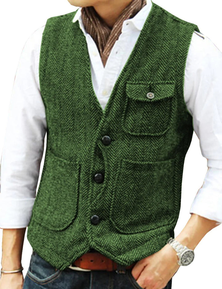Naaynem | Gilet sans manches vintage en tweed pour hommes