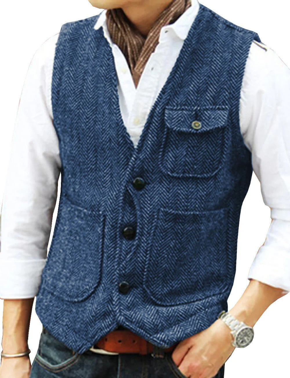 Naaynem | Gilet sans manches vintage en tweed pour hommes