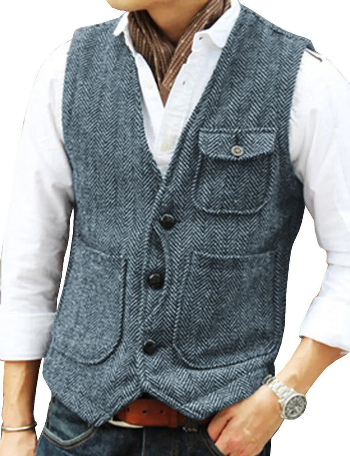 Naaynem | Gilet sans manches vintage en tweed pour hommes