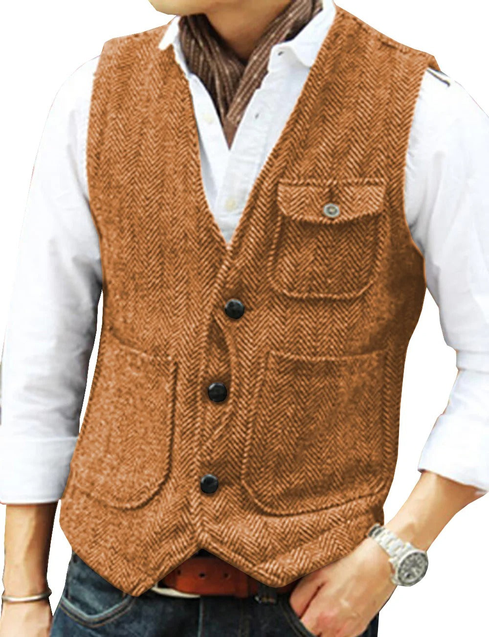 Naaynem | Gilet sans manches vintage en tweed pour hommes