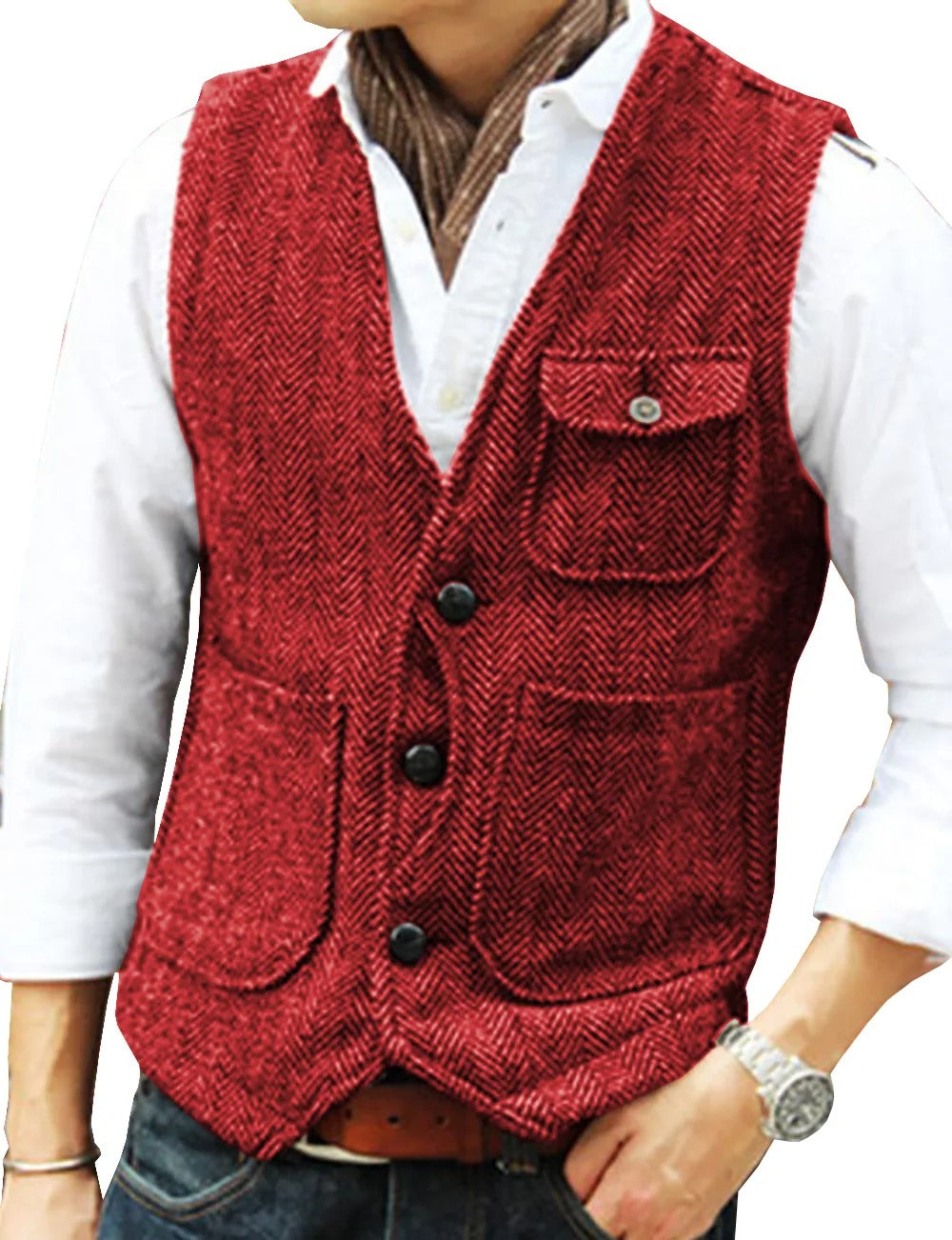 Naaynem | Gilet sans manches vintage en tweed pour hommes