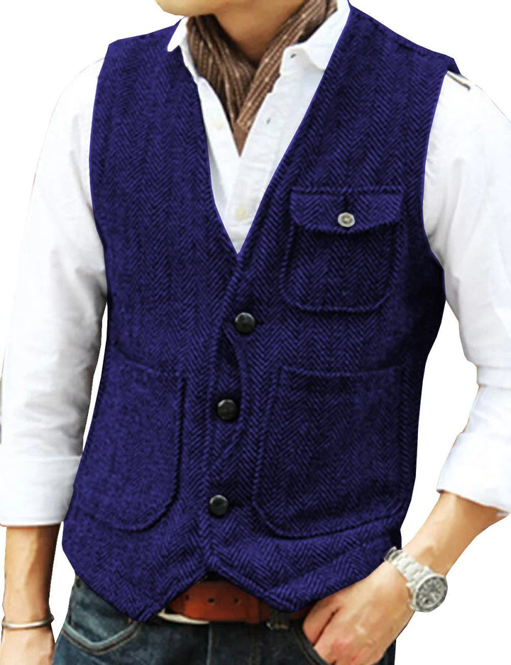 Naaynem | Gilet sans manches vintage en tweed pour hommes