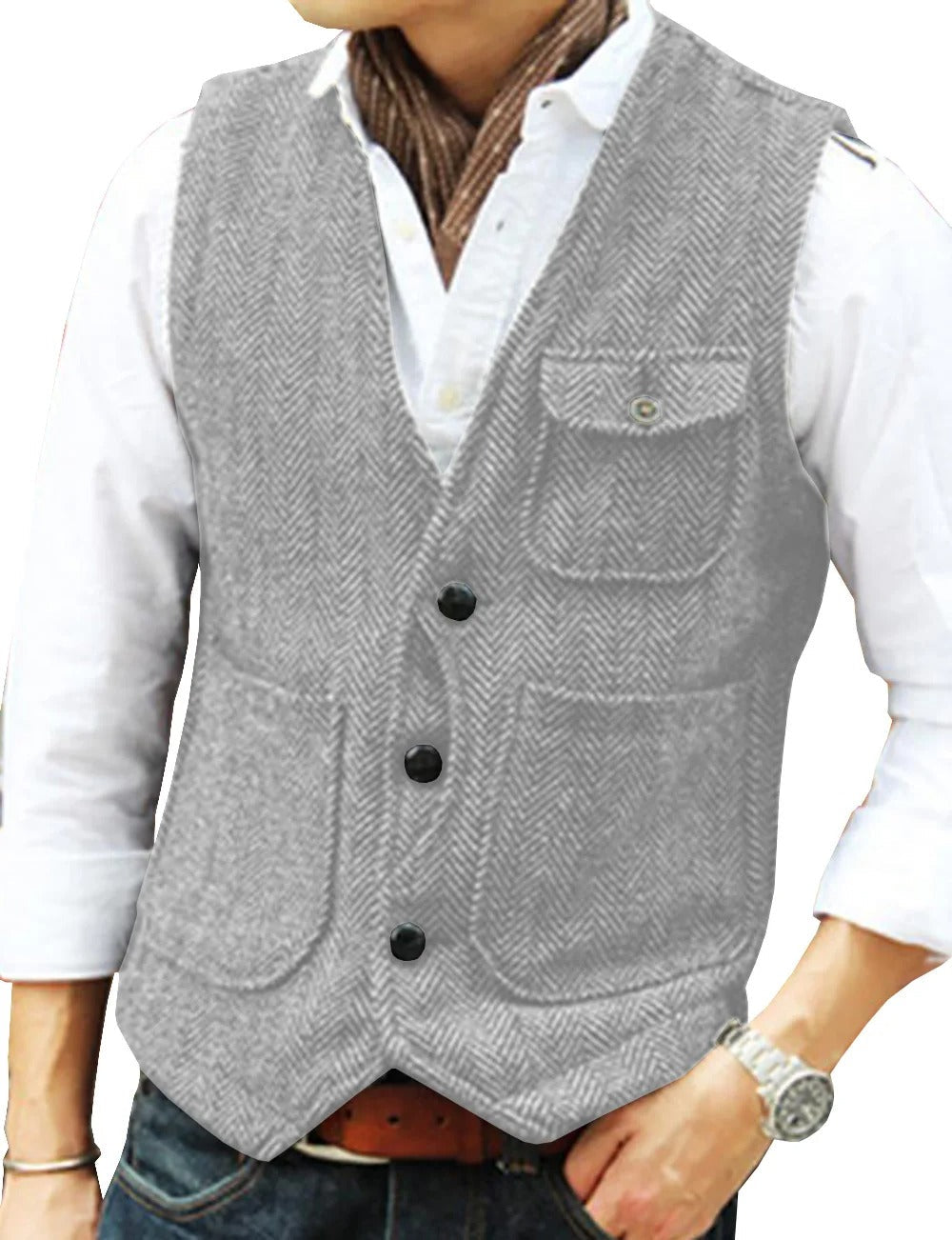 Naaynem | Gilet sans manches vintage en tweed pour hommes