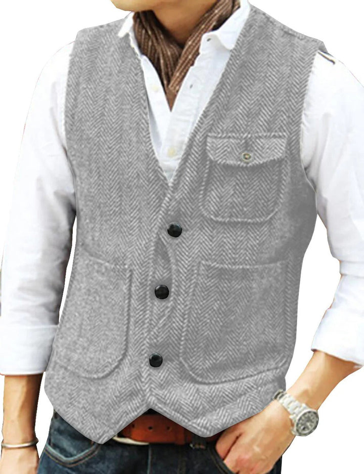 Naaynem | Gilet sans manches vintage en tweed pour hommes