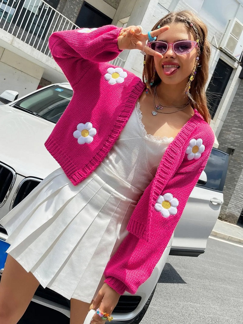 Leosiana | Cardigan en tricot fleuri pour femme